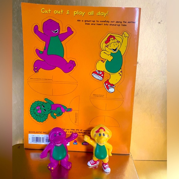 BARNEY THE PURPLE DINOSAUR 90s BUNDLE BJ & BARNEY FIGURES & BARNEY ACTIVITY BOOK - Picture 3 of 8